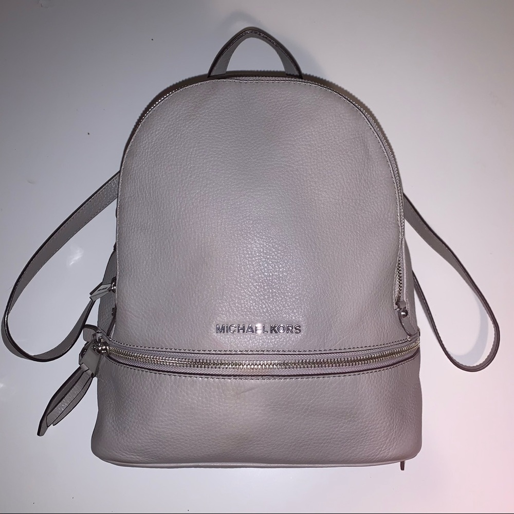 Michael Kors Rhea Medium Leather Backpack Grey